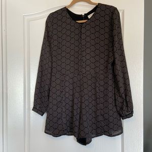 Black long sleeve shorts romper